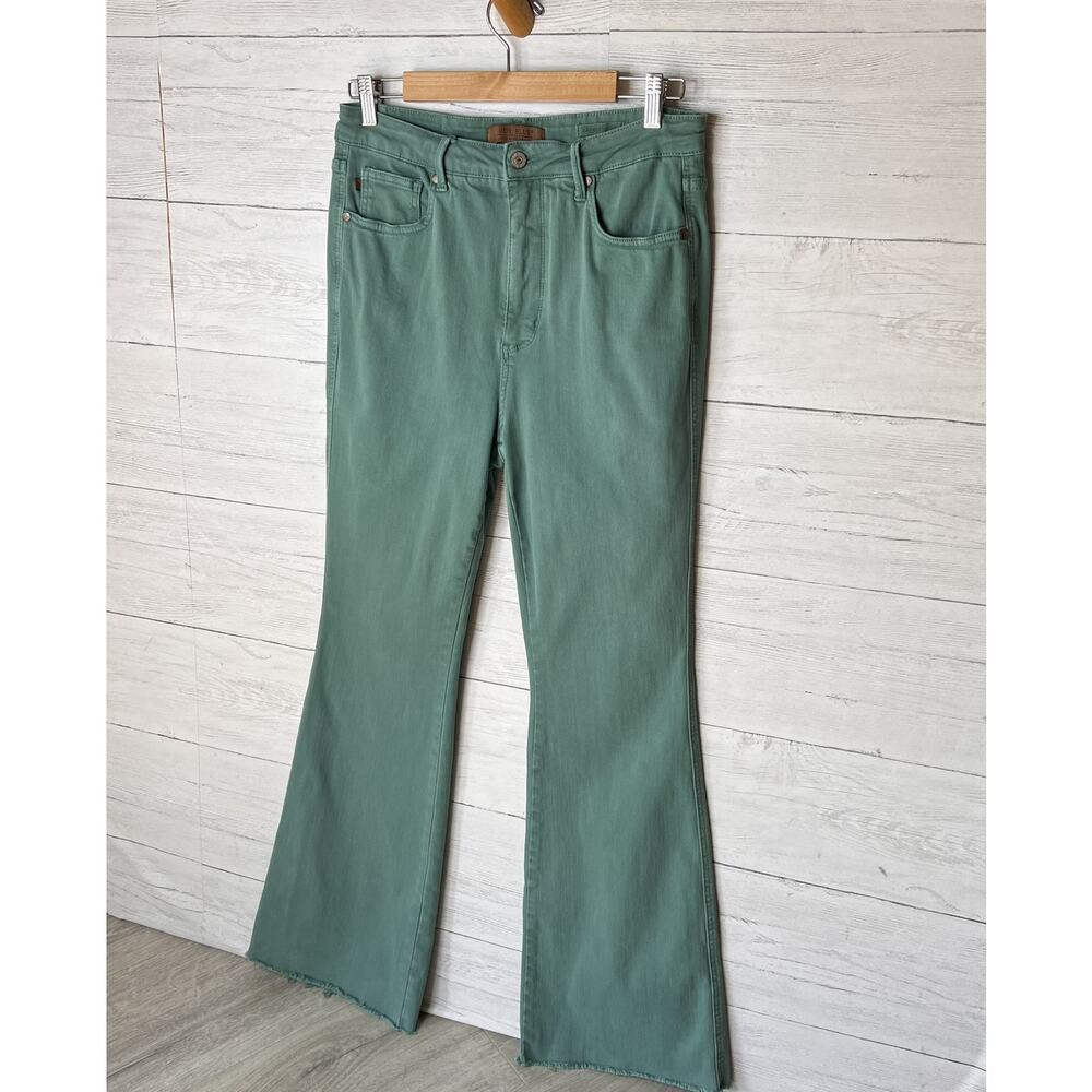 Judy Blue Jeans Womens Size 13/31 Green Garment Dyed Boot Cut Raw Hem - Picture 4 of 16